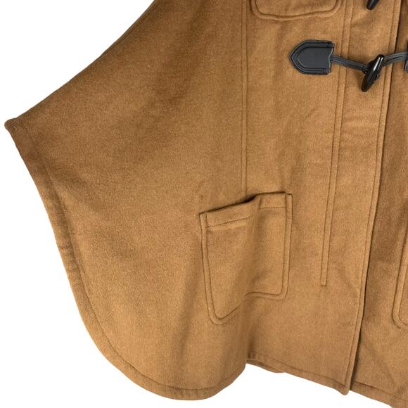 Coach Wool Blend Hooded Duffle Cape Coat Toggle Camel Brown Size M/L - Picture 6 of 14